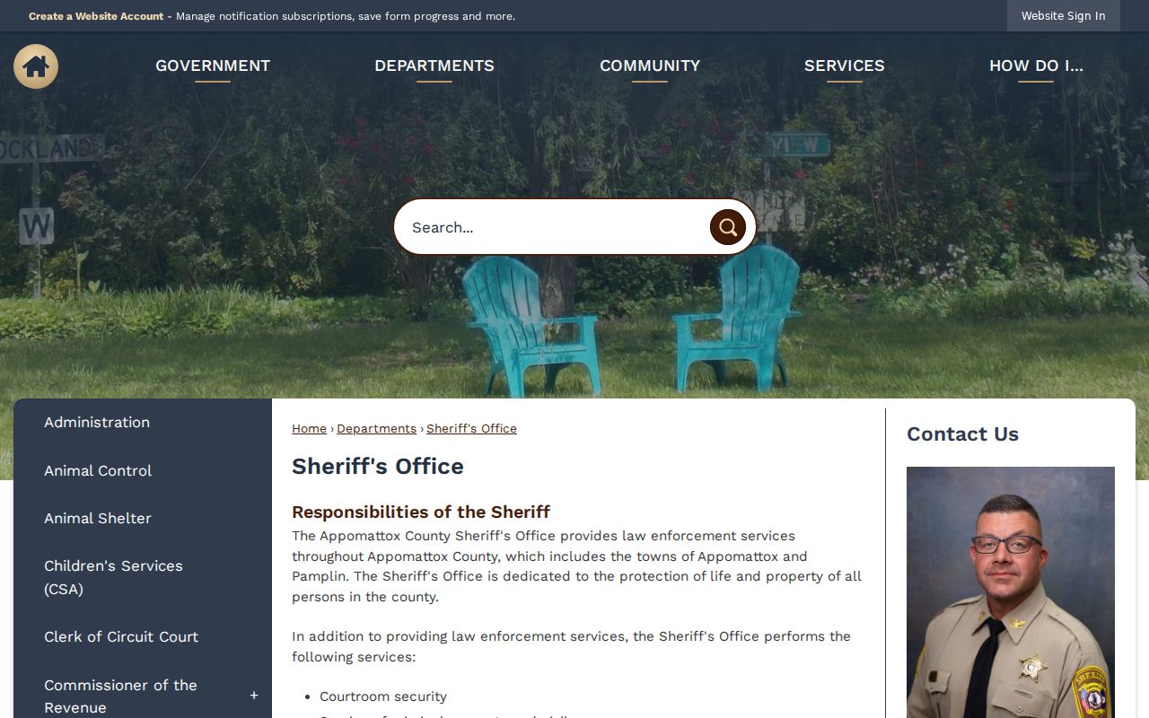 Appomattox County arrest lookup through the Sheriff's Office