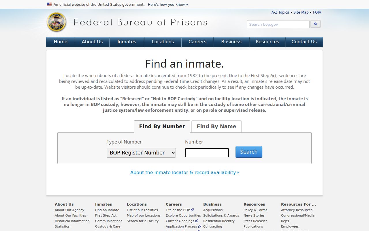 Appomattox County arrest lookup using the federal inmate locator