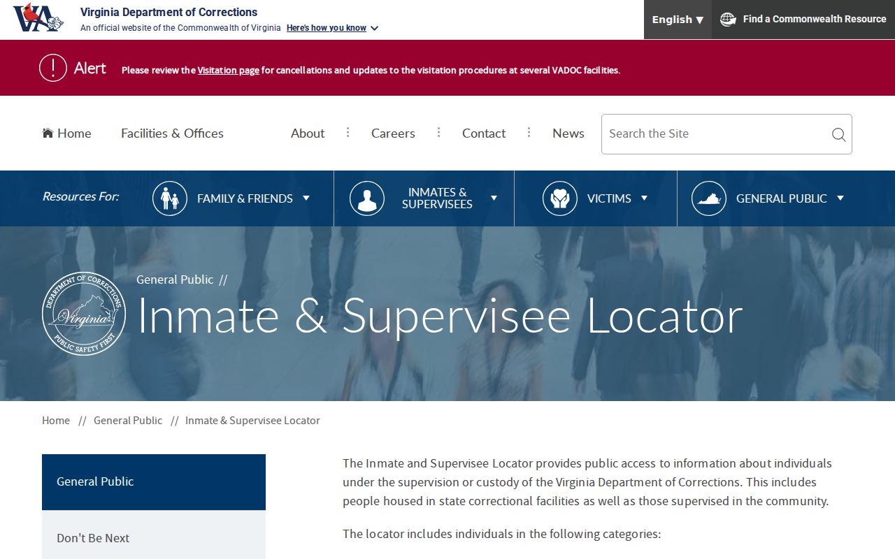 Appomattox County arrest lookup through the VADOC locator