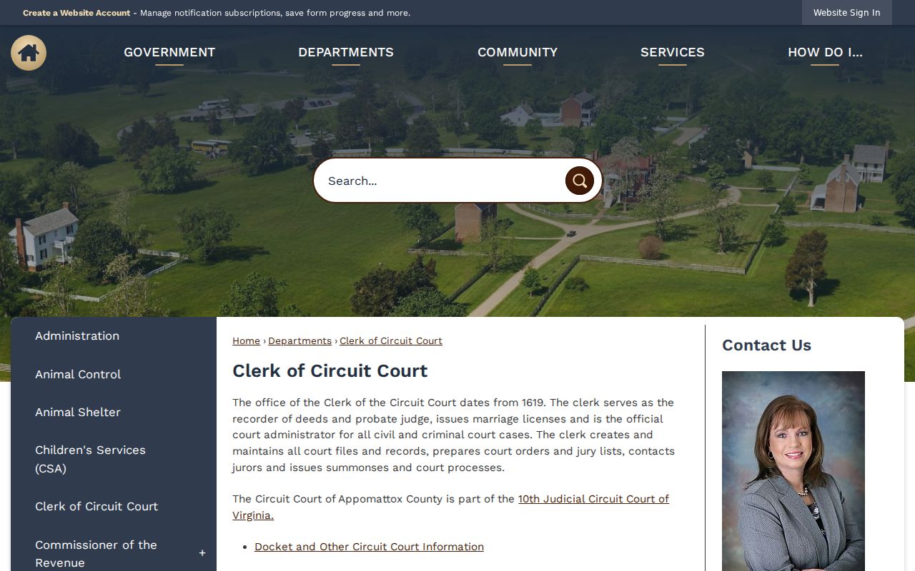 Appomattox County criminal court case clerk information