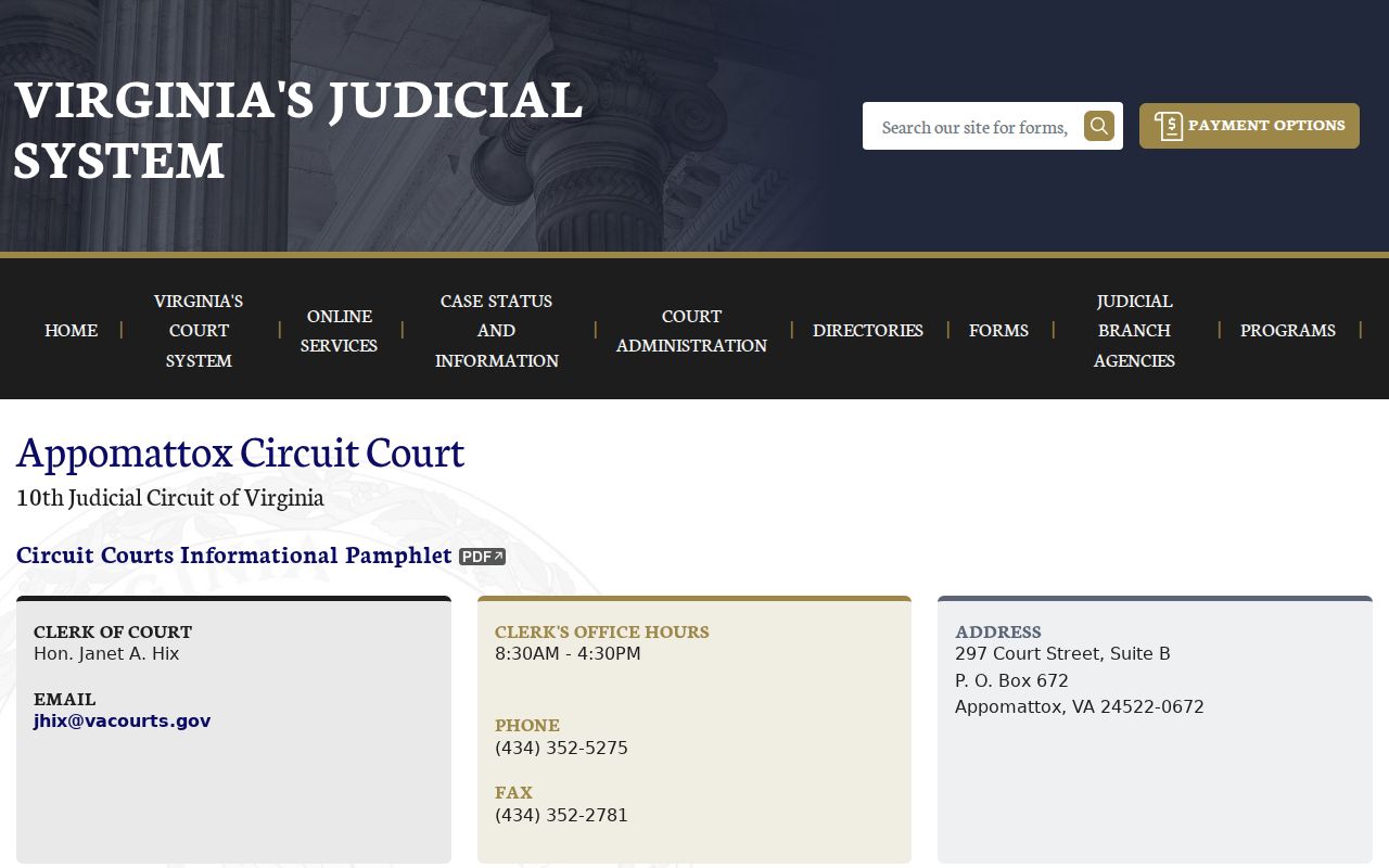 Appomattox County criminal court case information from Circuit Court