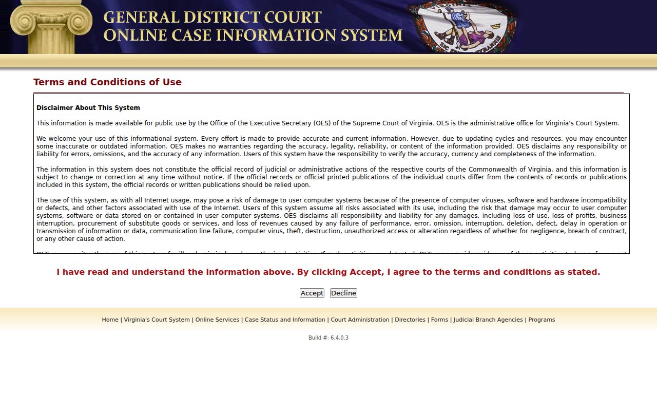 Appomattox County criminal court case search interface