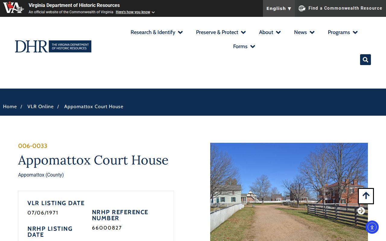 Historic Appomattox courthouse context for criminal record searches