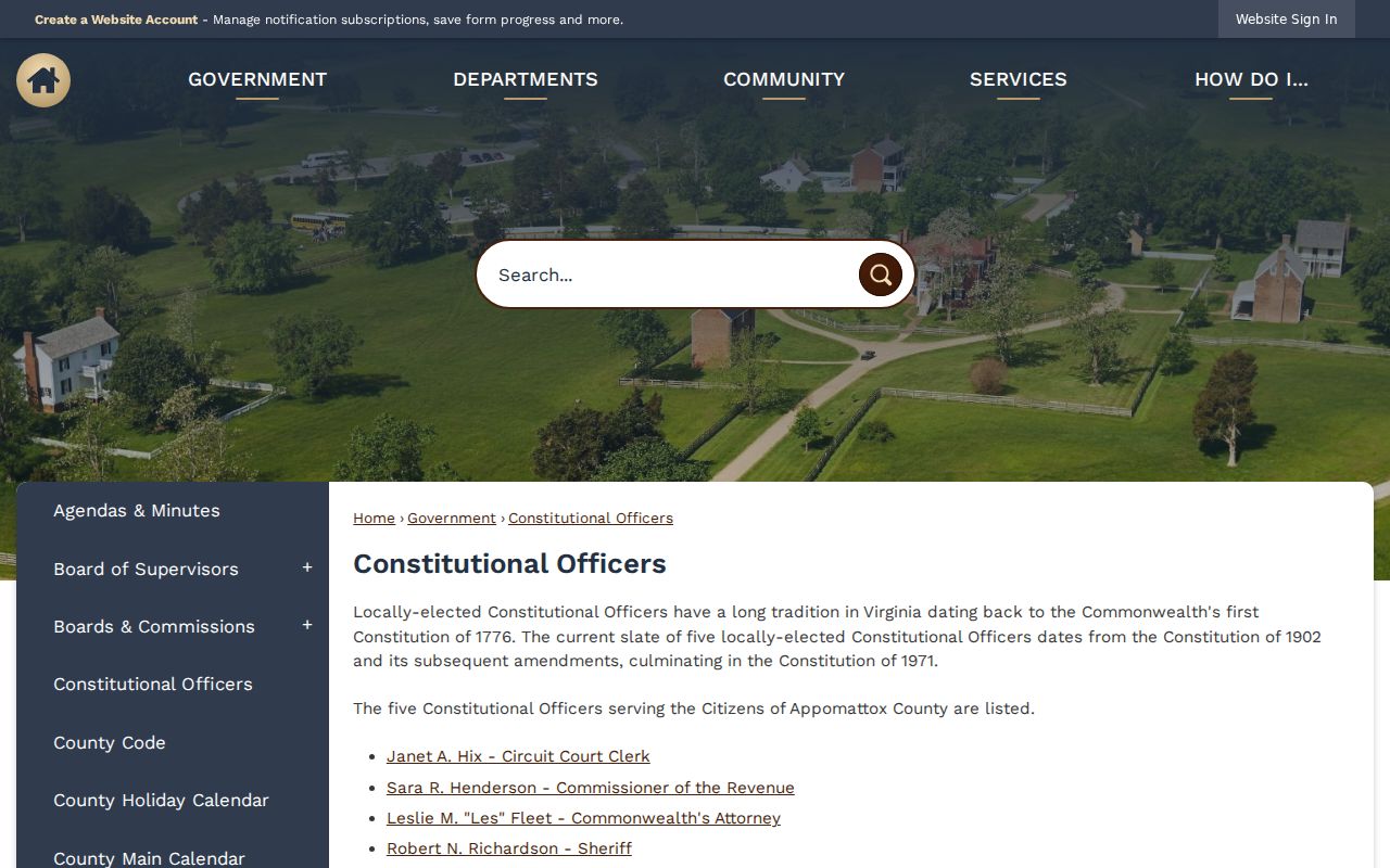 Appomattox County constitutional officers for Pamplin criminal records